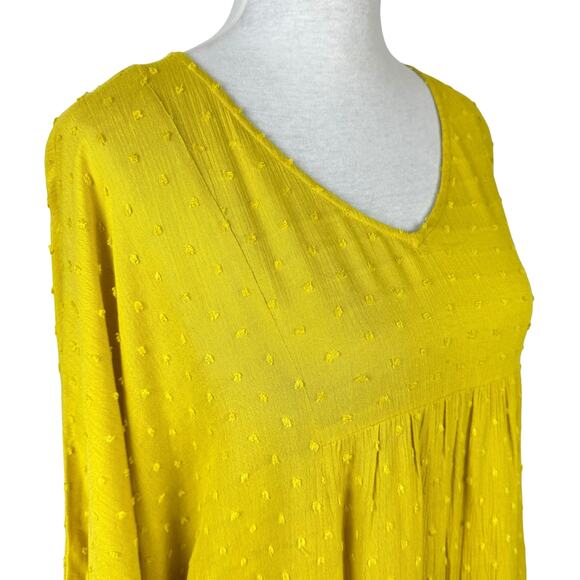 Hailey & Co. Sunshine Yellow Swiss Dot Textured Oversized Relaxed Fit Top - Picture 4 of 9